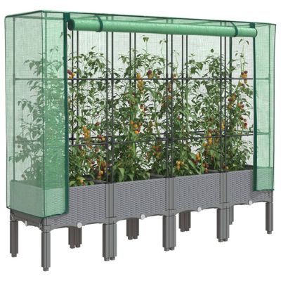 vidaXL Záhon s krytom na skleník ratanový vzhľad 160x40x140 cm