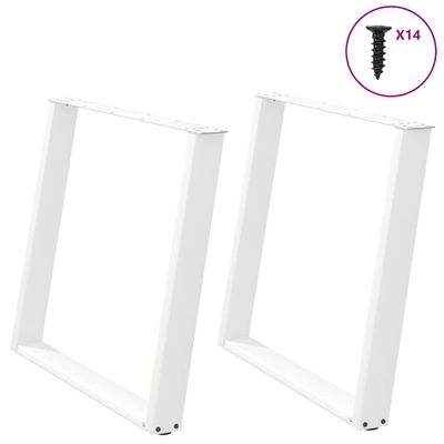 vidaXL Nohy k jedálenskému stolu v tvare U, 2 ks, biele, 100 x (72-73) cm, oceľové