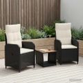 vidaXL Záhradný lounge set 3 ks Čierna a krémová biela