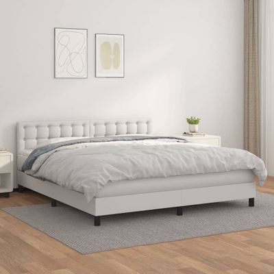 vidaXL Boxspring posteľ s matracom biela 180x200 cm umelá koža