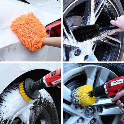 vidaXL Súprava štetcov na auto Viacfarebný polyratan