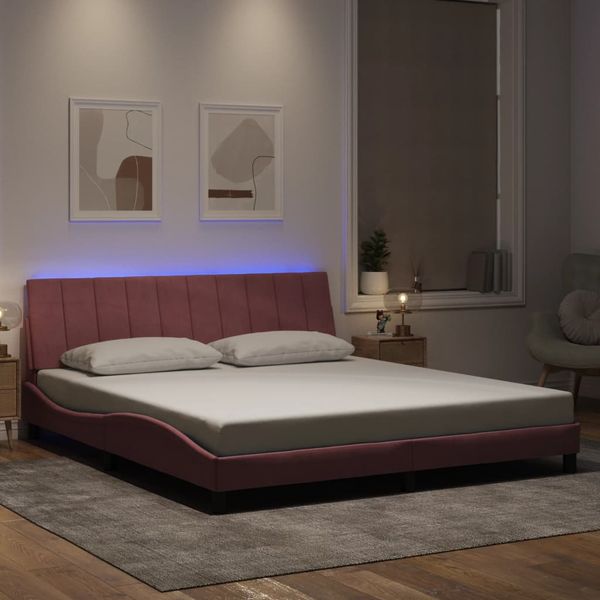 vidaXL Rám postele s LED bez matraca Hankoružový 180x200 cm zamat