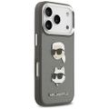 Karl Lagerfeld FW zrnitá Karl & Choupette hlavy špendlíky a logá puzdro pre iPhone 17 Pro sivá