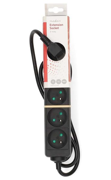 NEDIS napájecí prodlužovací zásuvka/ úhlová/ 6x zásuvka/ černá/ 1,5m Kabel, napájecí, prodlužovací, úhlový, 6× zásuvka, 1,5m, cerný