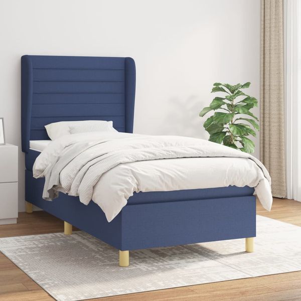 vidaXL Boxspring posteľ s matracom modrá 100x200 cm látka