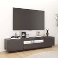 vidaXL TV skrinka s LED svetlami lesklá sivá 180x35x40 cm