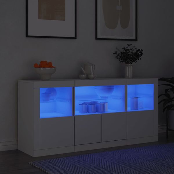 vidaXL Komoda s LED svetlami biela 142,5x37x67 cm