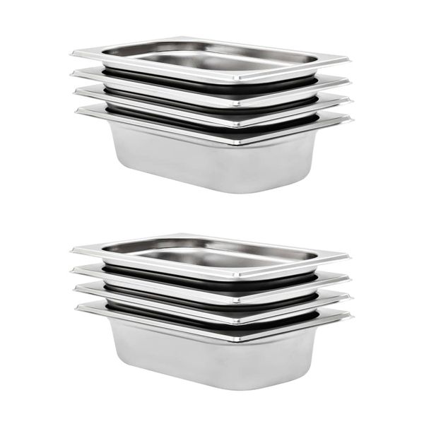 vidaXL Gastronádoby 8 ks, GN 1/4, 65 mm, nehrdzavejúca oceľ