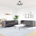 vidaXL 2-dielna súprava sedacej súpravy Chesterfield sivá, umelá koža