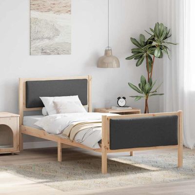 vidaXL Rám postele s čelnou doskou Tmavo šedá 100 x 200 cm látka
