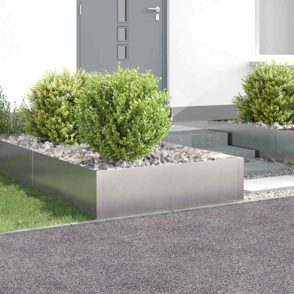 vidaXL Obrubník trávnika 4 ks 100 x 100 x 35 cm Oceľ Strieborná