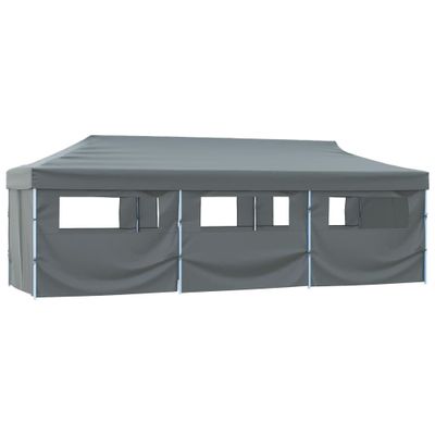 vidaXL Skladací párty stan s 8 bočnými stenami 870x291x315 cm antracitový