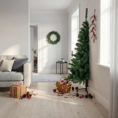 vidaXL Umelý polovičný vianočný stromček+stojan, zelený 180 cm, PVC