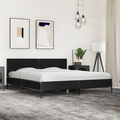 vidaXL Posteľný rám čierny 200x200 cm kompozitné drevo a kov