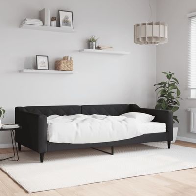 vidaXL Denná posteľ s matracom čierna 100x200 cm látka