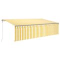 vidaXL Automatická markíza tienidlo&LED&senzor vetra 5x3 m žlto-biela