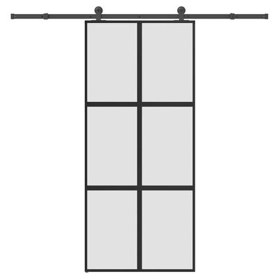 vidaXL Posuvné dvere s kovaním tvrdené sklo a hliník úzke 90x205 cm