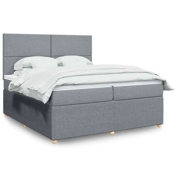 vidaXL Posteľný rám boxsping s matracom bledosivý 200x200 cm látka
