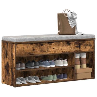 vidaXL Lavička na topánky Dub dymový 102x30,5x45 cm Upravené drevo