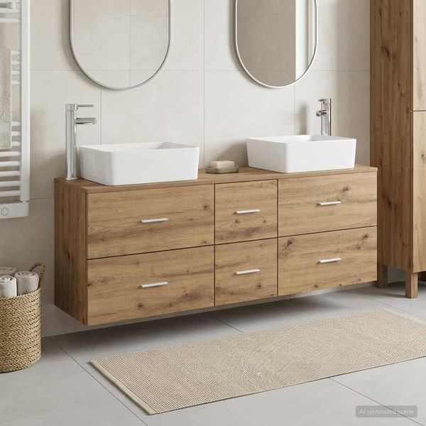 vidaXL Set kabinetov do kúpeľne 3 ks Dub artisan 53 x 34,5 x 63 cm