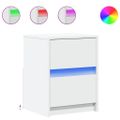vidaXL Nočný stolík s LED svetlami biely kompozitné drevo