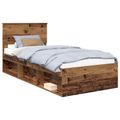 vidaXL Rám postele Staré drevo 90 x 200 cm Masívne borovicové drevo