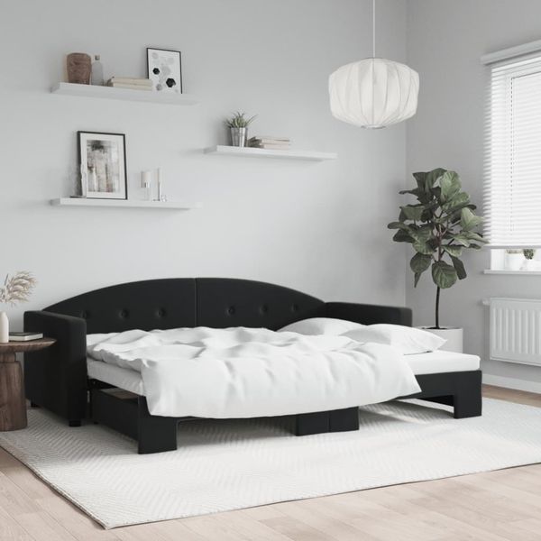 vidaXL Denná posteľ s rozkladacou posteľou čierna 80x200 cm zamat
