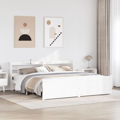 vidaXL Posteľný rám s čelom bez matraca biely 180x200 cm