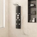 vidaXL Sprchový panel zo skla 25x47,5x130 cm čierny