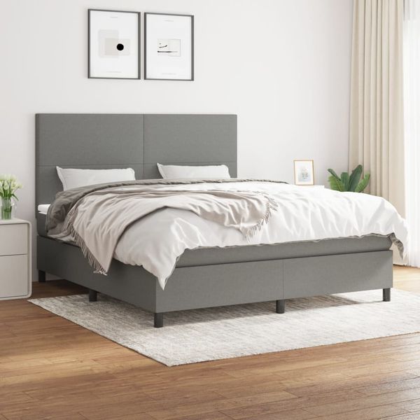 vidaXL Boxspring posteľ s matracom tmavosivá 180x200 cm látka