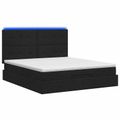 vidaXL Ottoman posteľ s matracom a LED Čierna 180 x 200 cm Látka