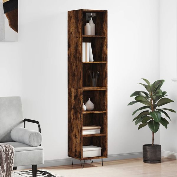 vidaXL Vysoká skrinka dymový dub 34,5x32,5x180 cm spracované drevo