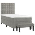 vidaXL Posteľný rám boxsping s matracom bledosivý 90x200 cm zamat