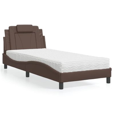 vidaXL Posteľ Viana s matracom hnedá 80x200 cm umelá koža