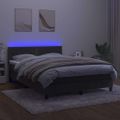 vidaXL Posteľ boxsping s matracom a LED tmavosivá 140x200 cm zamat