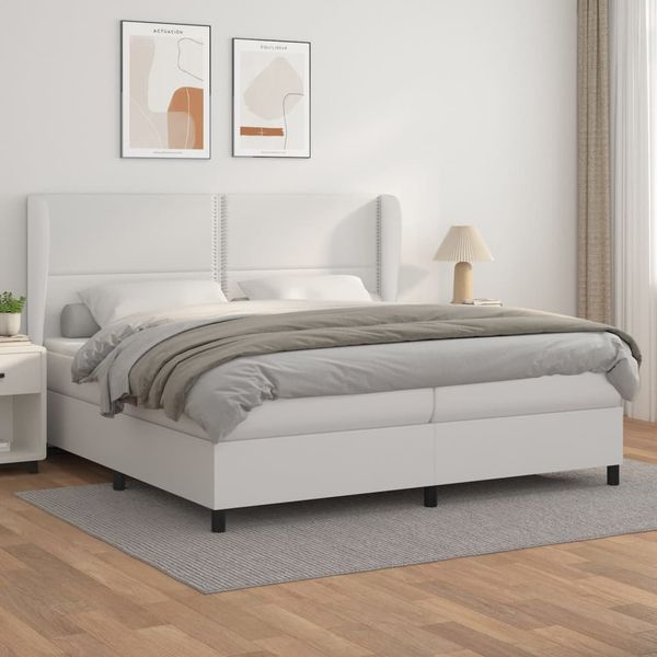 vidaXL Boxspring posteľ s matracom biela 200x200 cm umelá koža