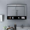 vidaXL LED kúpeľňová zrkadlová skrinka čierna 80x15x60 cm MDF