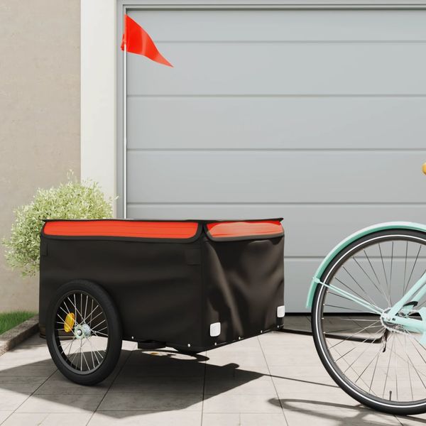 vidaXL Vozík za bicykel, čierno oranžový 45 kg, železo