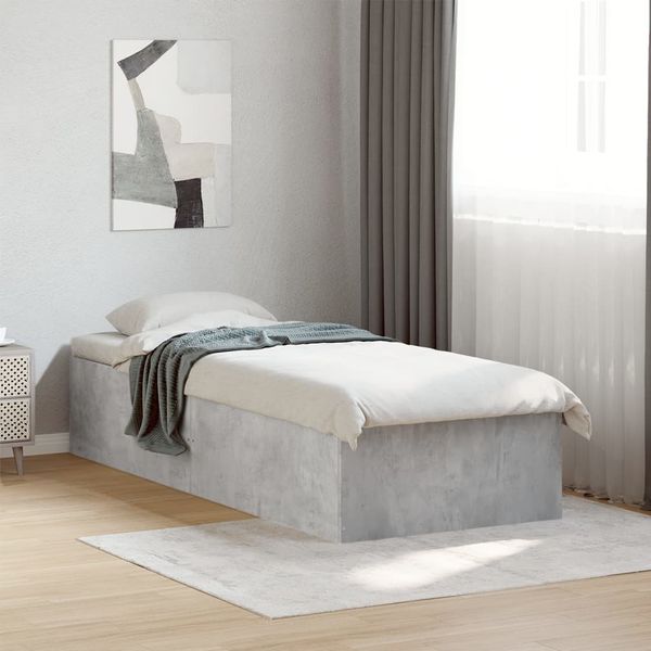 vidaXL Posteľný rám betónový sivý 100x200 cm borovicový masív