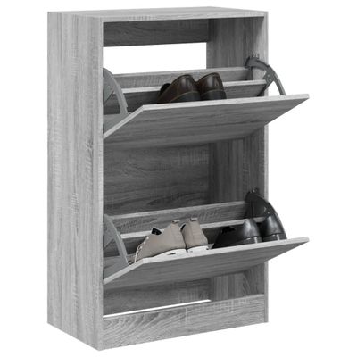 vidaXL Botník sivý sonoma 60x34x96,5 cm kompozitné drevo