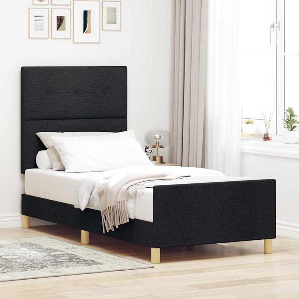 vidaXL Rám postele s čelnou doskou Čierna 80 x 200 cm látka