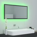 vidaXL LED kúpeľňové zrkadlo lesklé sivé 90x8,5x37 cm akryl