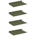 vidaXL Závesná polica 4 ks Olivová zelená 30 x 18 x 2,5 cm Oceľ