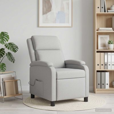 vidaXL Masážne relaxačné kreslo Oblá šedá Látka