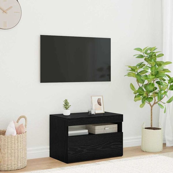 vidaXL TV skrinka s LED Čierny dub 60 x 35 x 40 cm Kompozitné drevo