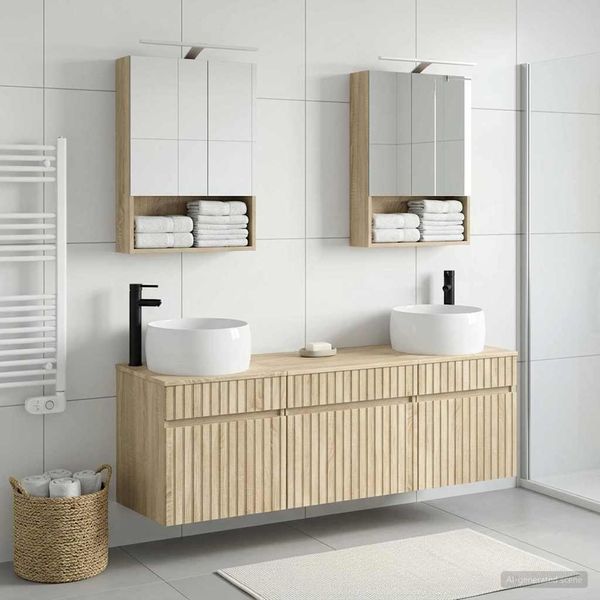 vidaXL Set kabinetov do kúpeľne 5 pcs Dub sonoma 50 x 14,5 x 70 cm