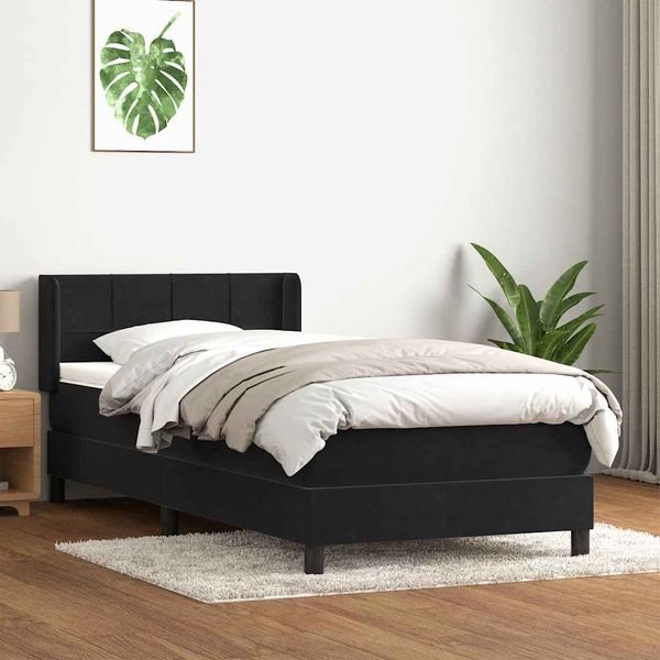 vidaXL Posteľný rám boxspring s matracom čierny 80x220 cm zamat