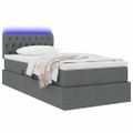 vidaXL LED úložná posteľ s matracom Tmavosivá 90 x 200 cm Látka