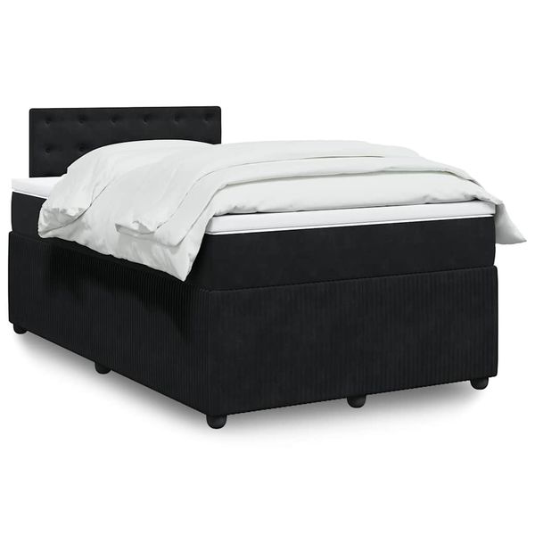 vidaXL Boxspring posteľ s matracom čierna 120x190 cm zamat