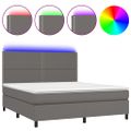 vidaXL Boxspring posteľ s matracom a LED sivá 160x200 cm umelá koža